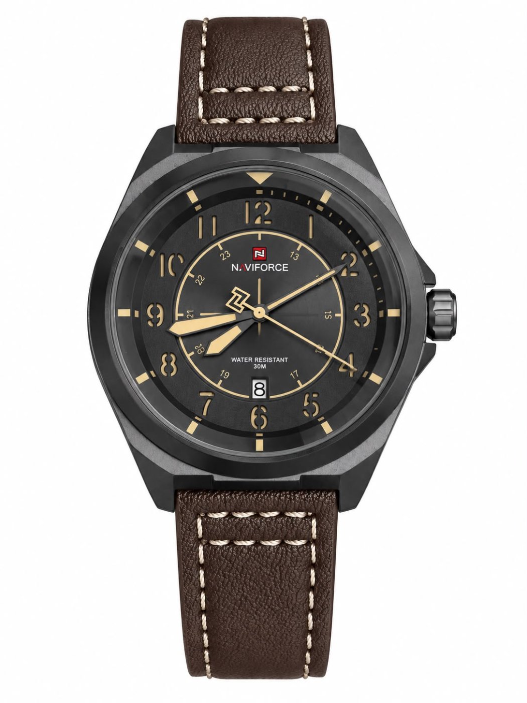 ساعة NAVIFORCE رجالية بسوار بني