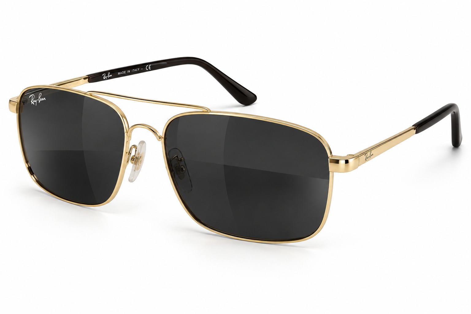 نظارة Ray-Ban بإطار ذهبي وعدسات داكنة