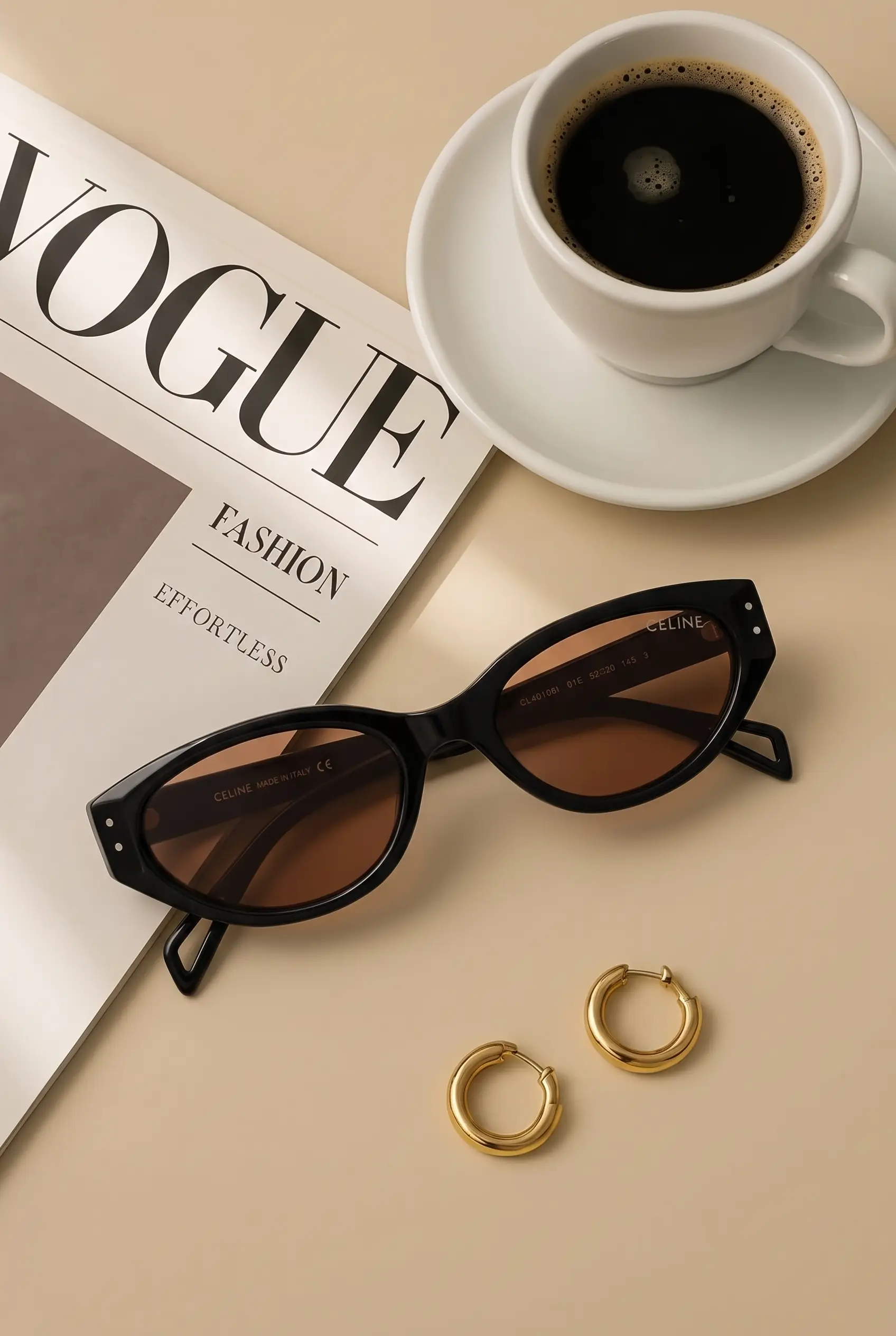 نظارة شمسية Celine بإطار أسود وعدسات بنية